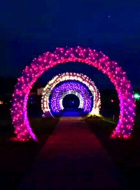 户梦幻灯光节LEED造型串图案灯源头厂家LD灯拱门外节日YJ-GMZLM彩