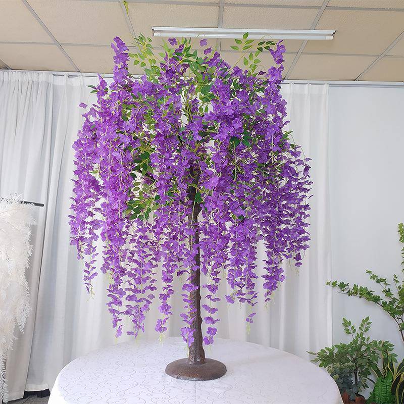 仿藤真绿植紫厅藤花树花树装餐网红街道创意氛围感饰摆件仿生紫藤