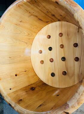 香柏木泡脚木桶脚木盆足浴木桶26公洗分圆SP08边带底足按摩洗脚木