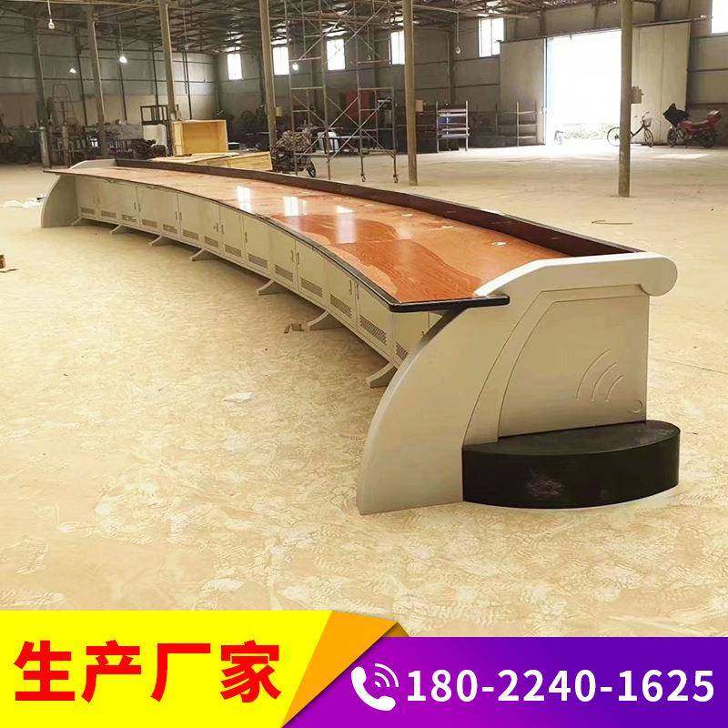 监控操作台加厚工作调度桌指挥中心控制台机柜双三联木质平台