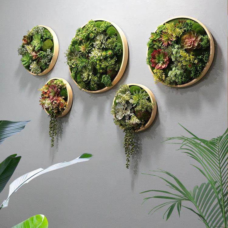 创意绿植墙体植圆形墙壁餐厅墙面框装饰壁挂花植物挂墙客厅