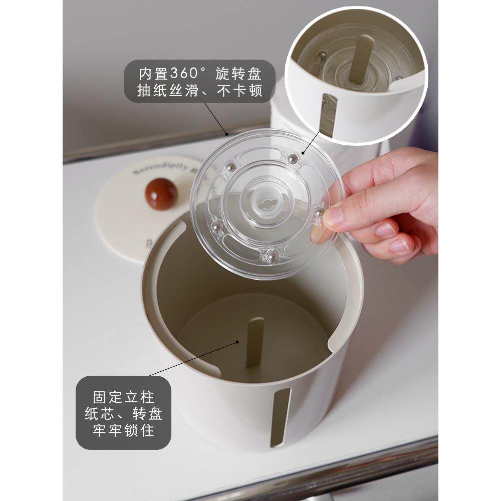 桌面创意卷纸筒防尘复古铁艺空心卷纸收纳筒家用客厅圆形纸