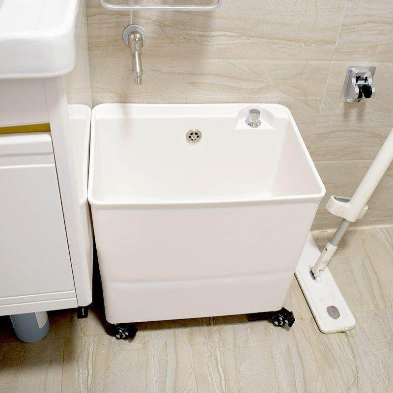 PP塑料拖把池免安装台控下水器阳台墩布池卫生间水池家用加厚轮子