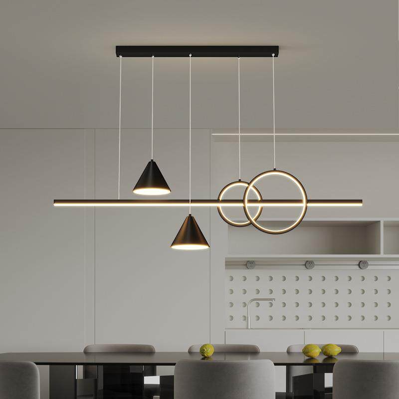 北欧吊灯简约餐厅吧台灯现代设计师创意个性几何黑白色led智能灯