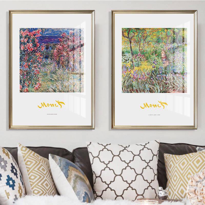 美式抽象装饰画象挂画世界名画印室客厅壁画卧床头画DFT莫奈春天