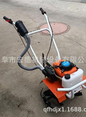 手机推小型除草机农用QVR大松土棚锄式地果园微型旋耕松土机