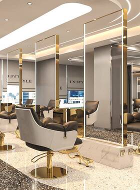 美镜台镜发店专用剪发双面落地镜不锈钢NDE网红镜理发子