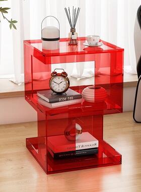 亚克力架沙几发边几简约室卧46363置物床头柜创意角客厅茶几收纳储物架