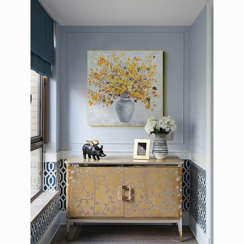 丰手绘油奶油顺风卧简约美式花卉客画厅餐厅89564室装饰画