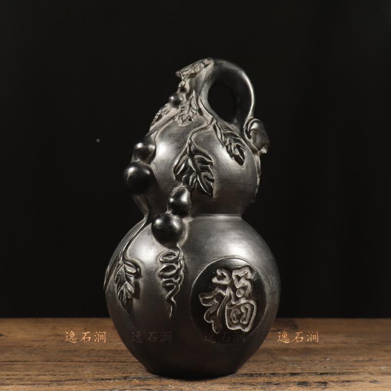 仿古石雕PGS天然石材青石整石雕刻葫芦俗古中式民装摆饰件包复邮