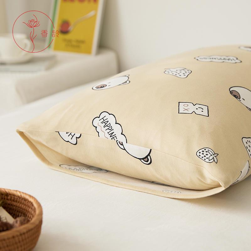 超柔软猫卡通针织棉YKM全棉枕套人纯棉c枕头套4咪8单*74m一对装