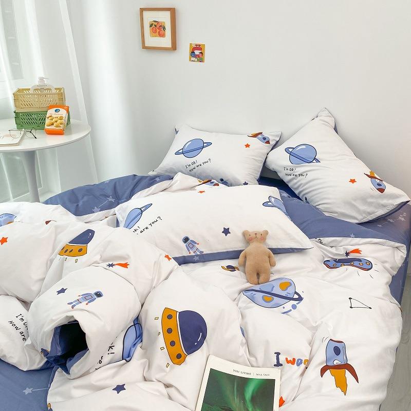 全棉四件套卡通款男女孩宿套BID舍纯棉三件被套床单床儿童床笠上