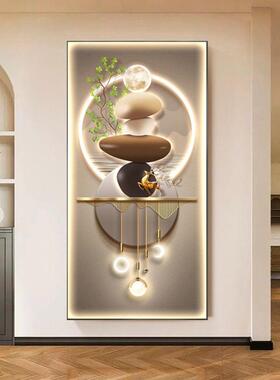 现玄关NJA装画进门入户正对门走廊山代过道挂饰画客厅水轻奢麋鹿