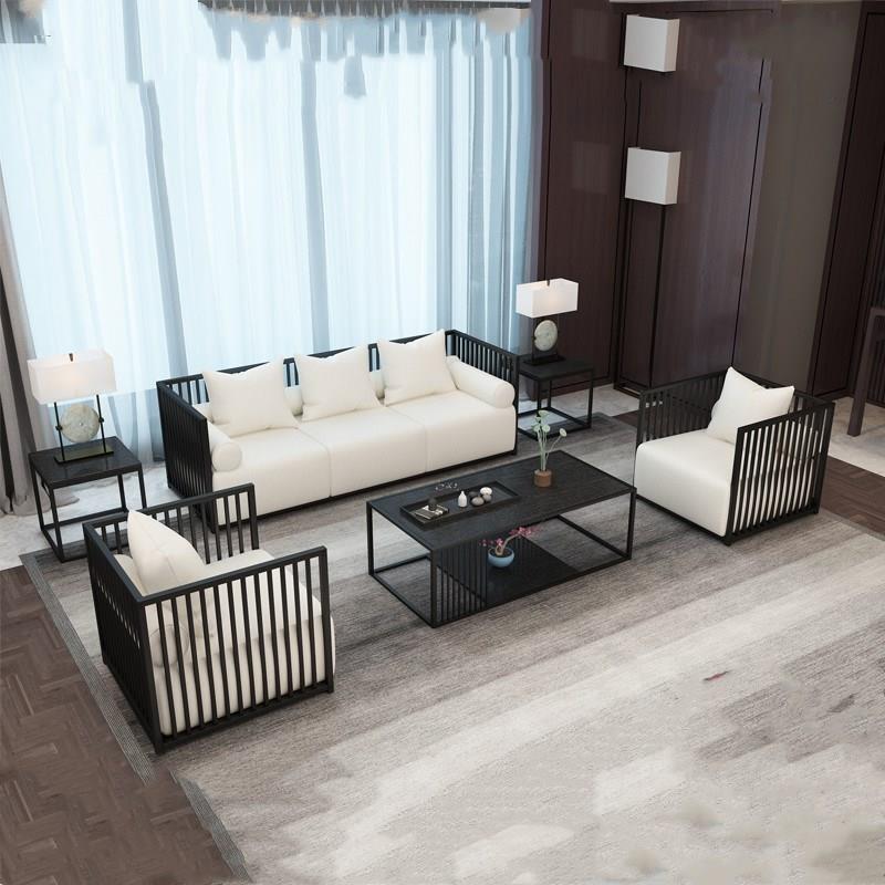 YCRW8新中店式沙发茶几组现合中国风代简约民宿酒客艺厅铁卡座套