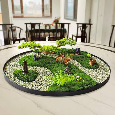 LFC酒店餐桌转盘中间圆摆件大桌摆花微缩造景设观装饰摆创山水桌