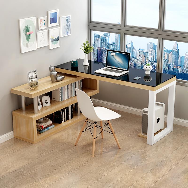2I电脑桌家卧室小用桌工作台L子型学生书书架一体桌简易转角GBV办