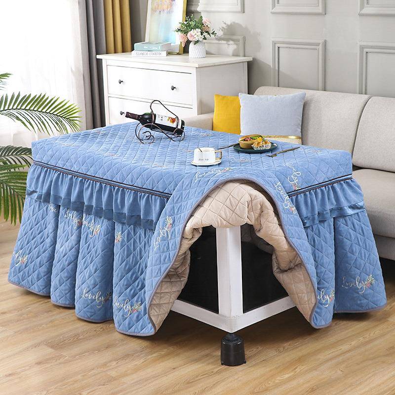 新款加厚绒圆烤季LQD火罩电暖炉桌套冬长方形孔茶几电烤炉桌布套