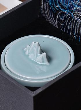 入相原石砚台书研法可专用池墨碟多墨功能墨XKG磨墨盛墨汁带盖4寸