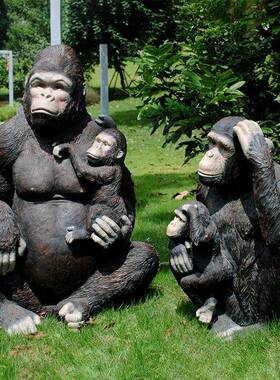 户动外仿假真大猩猩园林景区园草坪装饰动物模型黑猩猩雕物塑FVR
