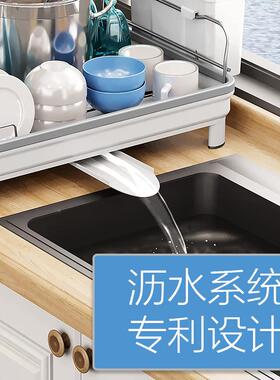 新款铁黑色双碗层大容艺量碗碟碗架子厨房用品洗沥ANC水收盘纳置