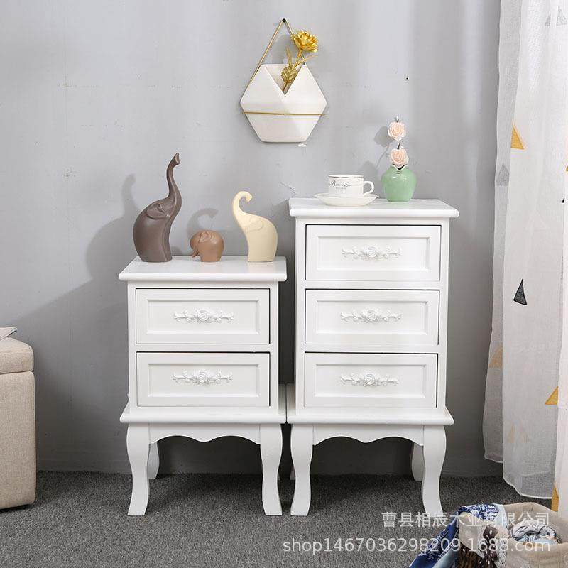 新欧式床头柜实木小柜子简约卧室床边柜抽屉复古客厅斗柜