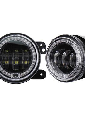 热销款30w圆形带光圈LED前雾灯4寸牧马人带日行灯雾灯