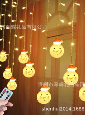 可爱雪人装饰冰条灯户外电池盒8功能13键遥控定时USB星星灯