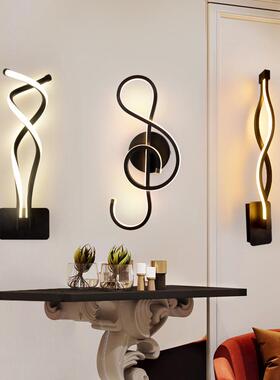 2022新款创意床头灯LED音符壁灯卧室客厅网红轻奢现代简