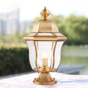 全铜柱头灯围墙灯庭院灯大门灯花园别墅草坪灯户外防水柱子门柱灯