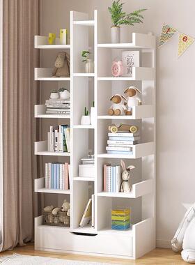 简易书架简约绘本架落地置物架客厅储物柜家用书柜靠墙多层收纳架