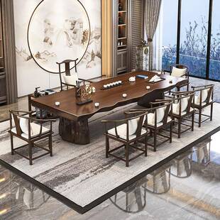 全实木茶桌椅组合原木大板整板厚板不规则自然边喝茶桌功夫泡茶台