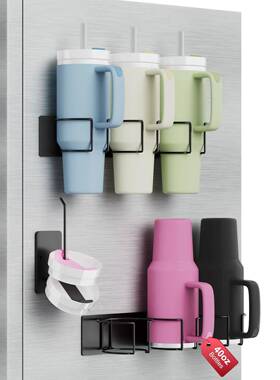 冰箱用磁性金属杯架带手柄的水瓶收纳架配件玻璃杯磁性杯架