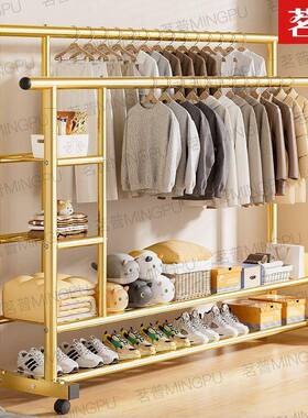 特粗特厚落地晾衣架家用室内卧室挂衣架新款多功能多层加高衣帽架