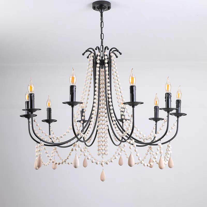 法式复古水晶客厅主灯2025年黑色设计师蜡烛中古卧室餐厅吊灯
