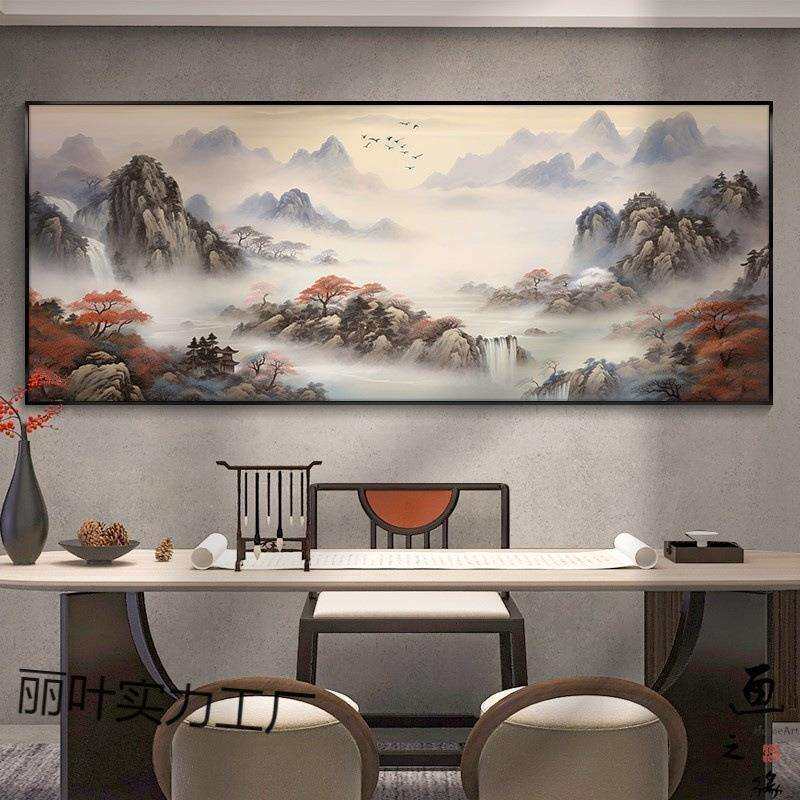 大芬油画村客厅装饰画聚宝盆风景山水画沙发背景挂画现代简约壁画
