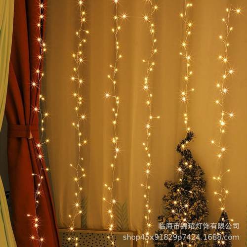 鞭炮窗帘灯铜线灯串2025新款圣诞节日led装饰氛围灯铜丝彩灯