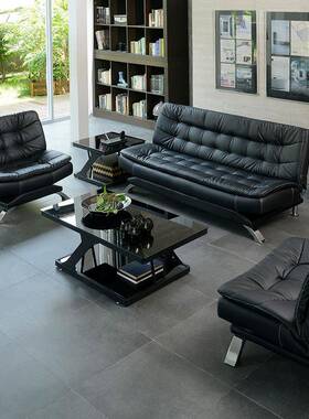 A12办公沙发床简约现代三人位折叠商务办公室接待室会客茶几组合