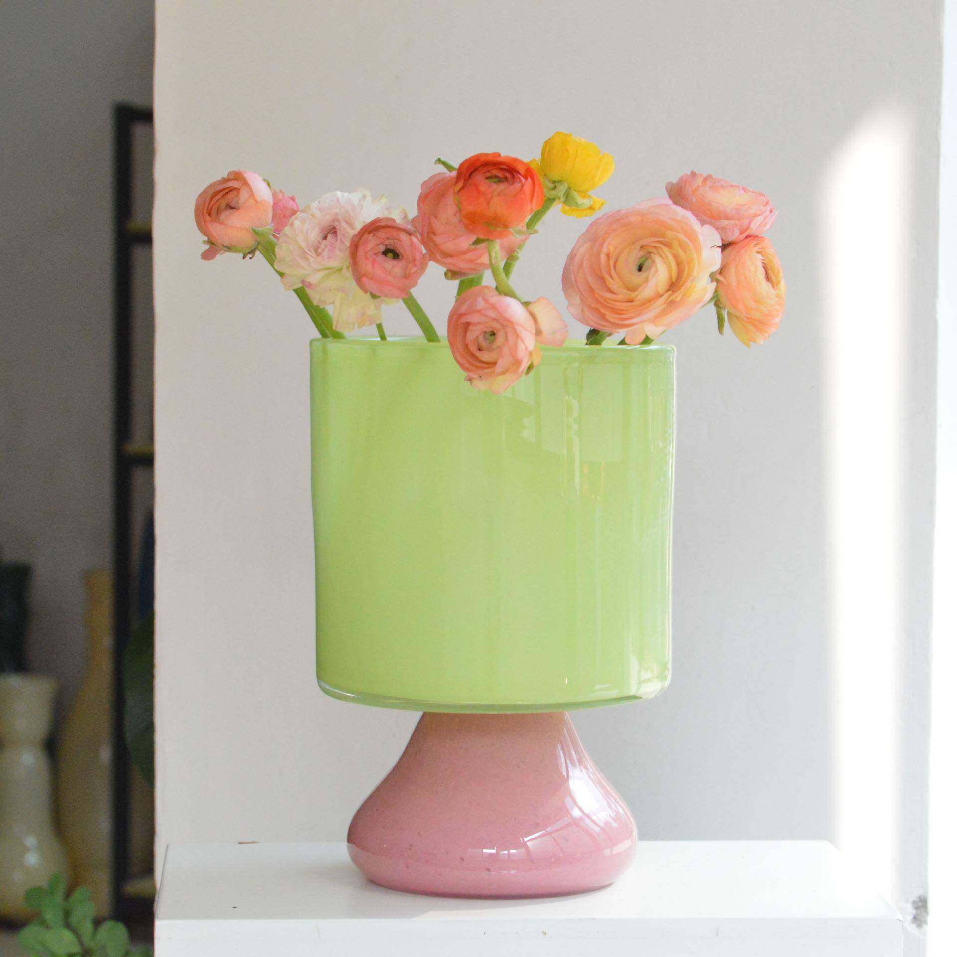 彩色拼色肌理多巴胺风高脚桌面花瓶收纳杯玻璃琉璃插花器摆件,机械设备,其他机械设备,淘宝优惠券,粉丝福利购,淘宝优惠卷