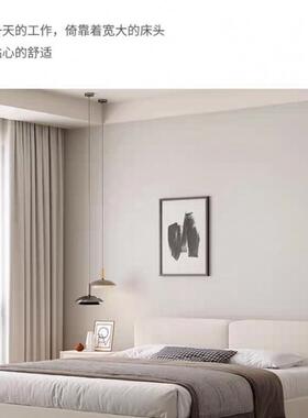 fLE矮床头床棉麻布艺床双人床小户型婚床1.5米次卧床1.8米主卧白