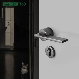 哥爵士室内门锁卧室房门锁家用磁吸门把手静音纯铜锁芯分体锁具