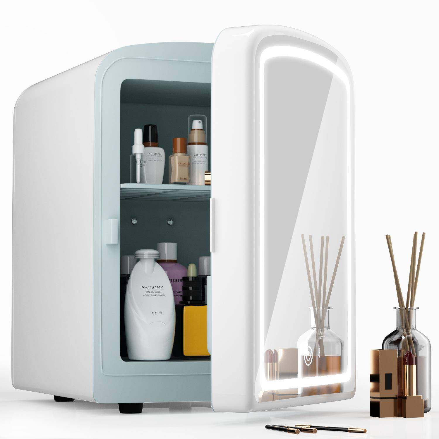 家车两用美妆冰箱带触摸灯化妆镜车载迷你4L冰箱化妆护肤品冷藏箱,纺织面料/辅料/配套,纺织机械配件,淘宝优惠券,粉丝福利购,淘宝优惠卷