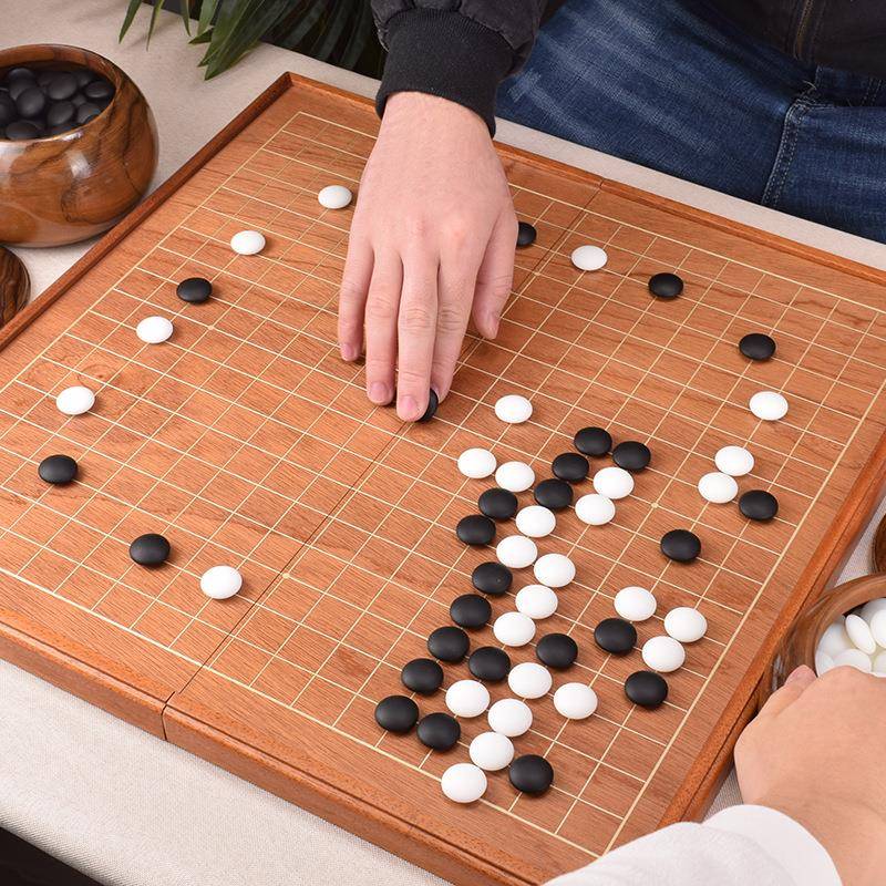 御圣围棋棋盘套装折叠式云南云子棋子标准19线便携木质棋盘带棋罐