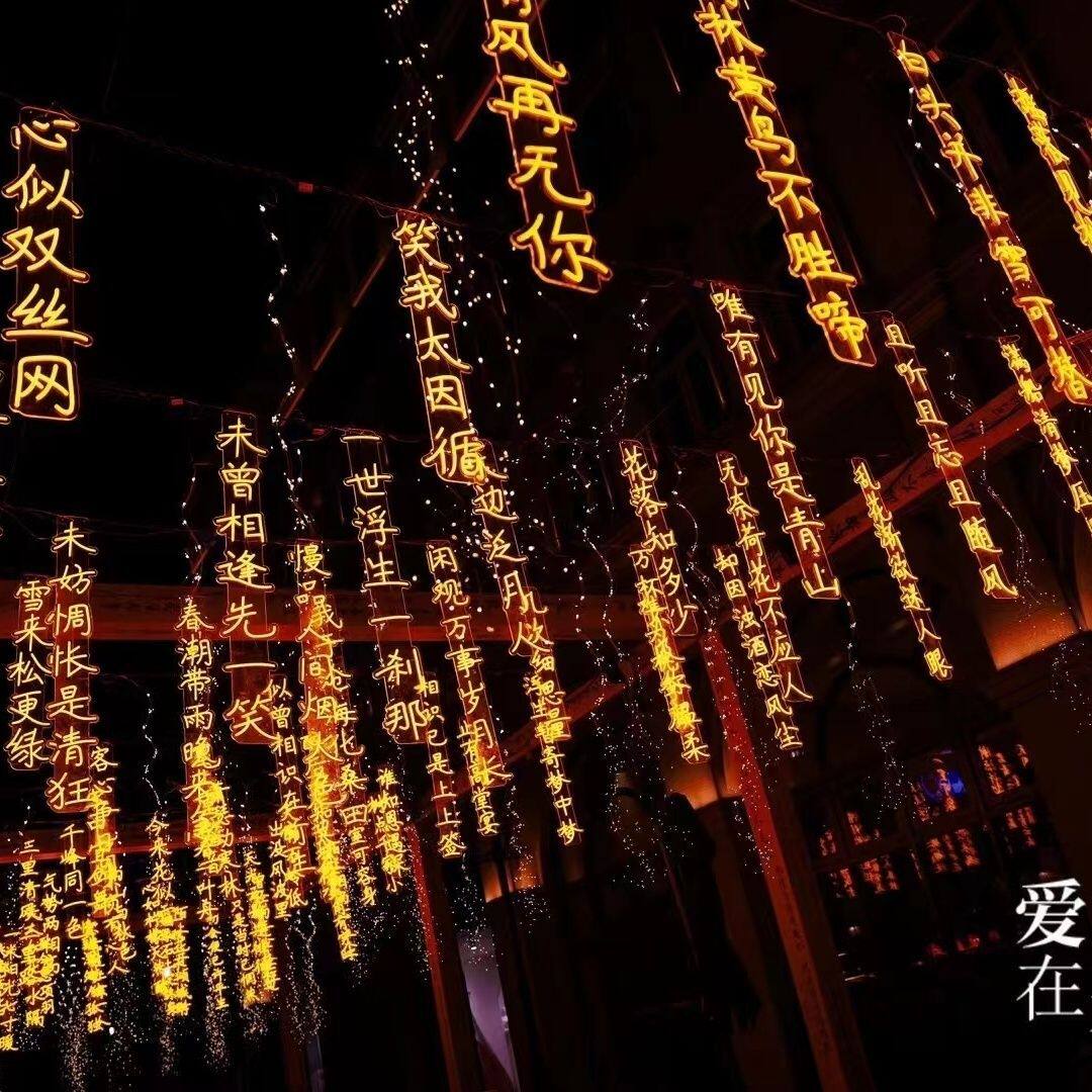 亮化古诗词创意景区街道亮化文旅网红灯光树木夜游亮化