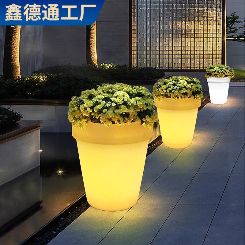 太阳能led创意发光花盆户外盆景婚庆活动商场酒店别墅装饰灯
