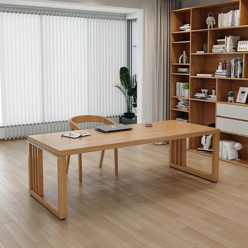 实木简约书桌客厅长条桌办公桌原木白蜡木阅读写字桌家用电脑桌子