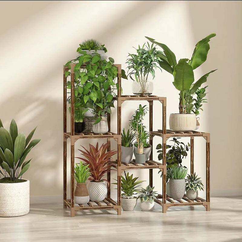 室内植物架木质户外分层植物架子7层花架,适用窗户花园阳台客厅
