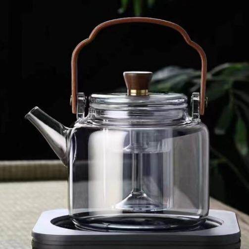 煮茶壶电陶炉泡煮茶器家用一体玻璃煮茶壶灰色加厚提梁烧水茶壶