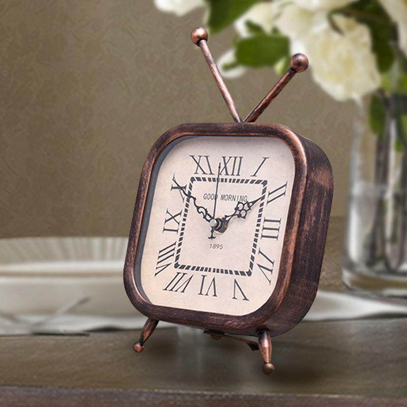 美式乡村复古铁艺静音座钟时尚个性欧式桌面钟床头柜仿古四方形钟,纺织面料/辅料/配套,纺织机械配件,淘宝优惠券,粉丝福利购,淘宝优惠卷
