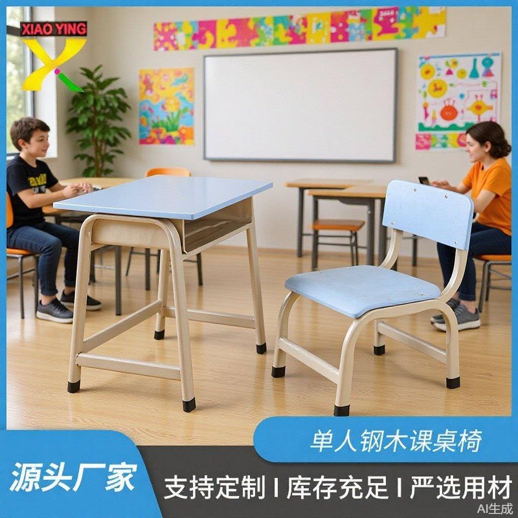 学校课桌椅中小学生单人升降课桌椅学校课桌椅培训班学习课桌椅