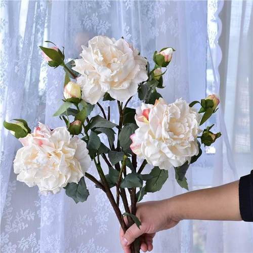 高档花仿真牡丹花假花摆设客厅摆件花束餐桌花艺装饰干花插花绢花